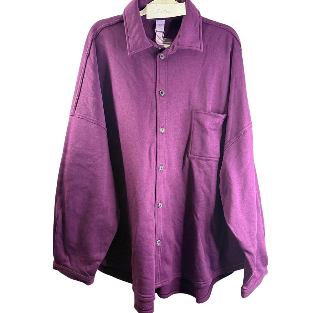 Savage X Fenty XL Essential Oversized Button Up Shacket Purple NWT Heavyweight